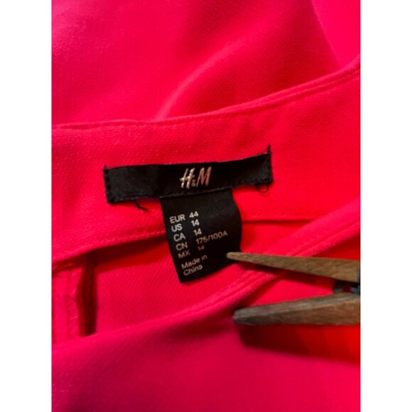 H&M Dress Scuba Short Sleeveless Pink Neon Fit Flare Drop Waist Peplum Zipper 14 - Picture 3 of 16